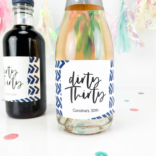 30th birthday party mini wine and champagne bottle labels