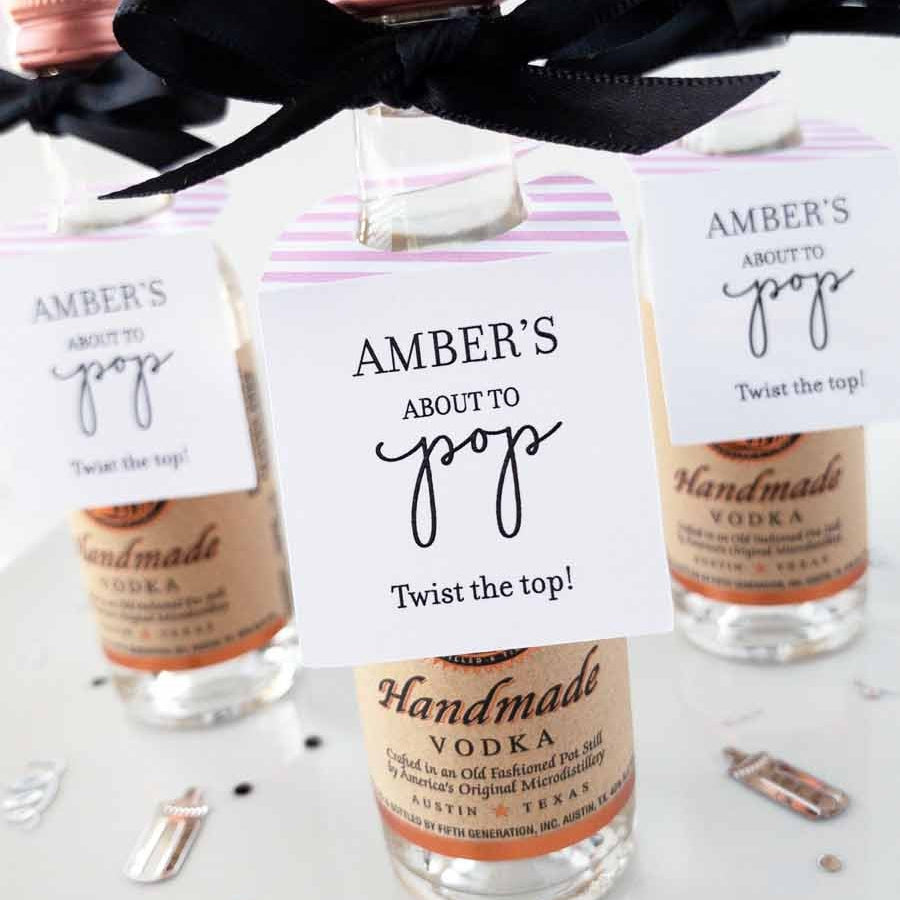 About to Pop Mini Bottle Tags Baby Shower Tags-mini bottle tags-Paper Cute Ink
