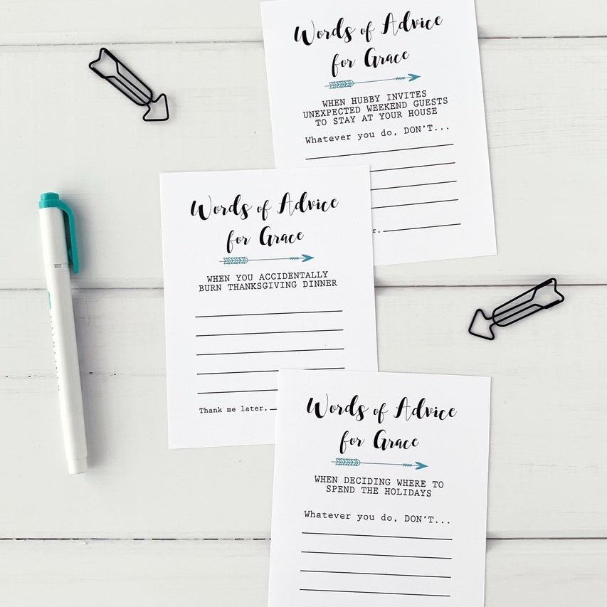 Advice Cards for Bride to Be