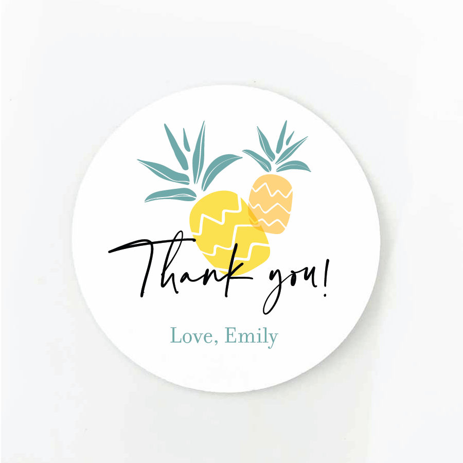 Aloha Baby pineapple baby shower favor labels