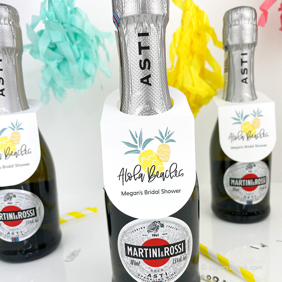 Pineapple mini wine and champagne bottle tags