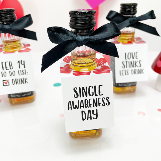 Anti valentine's day mini liquor bottle tags