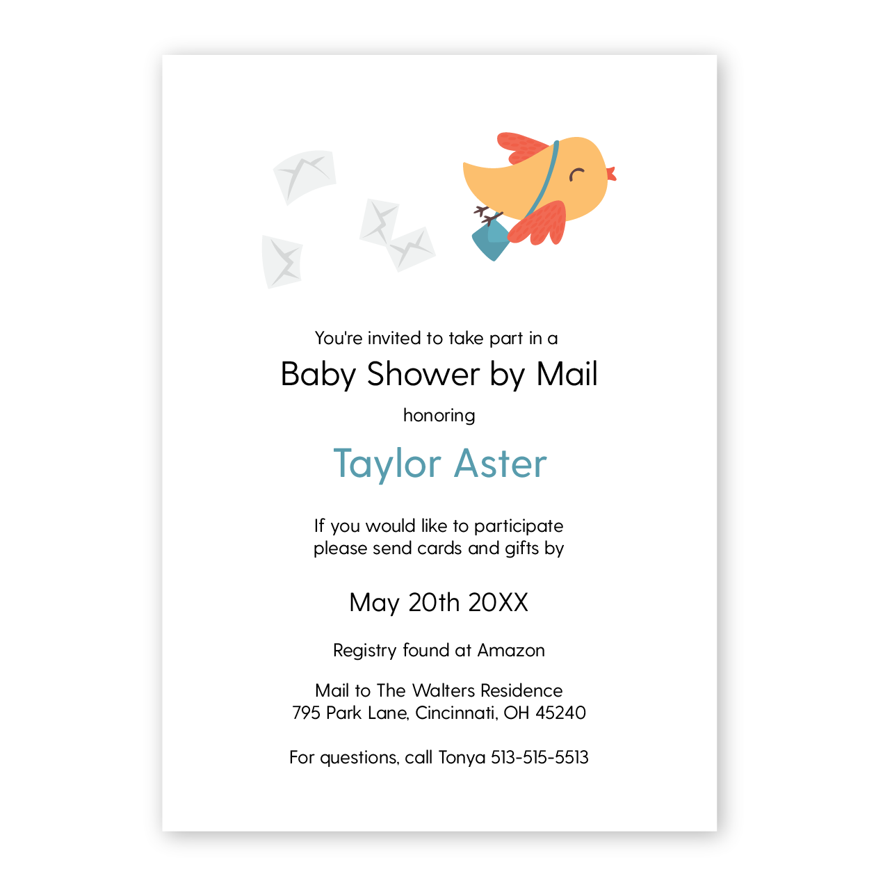 Baby Shower By Mail Invitation Long Distance Shower