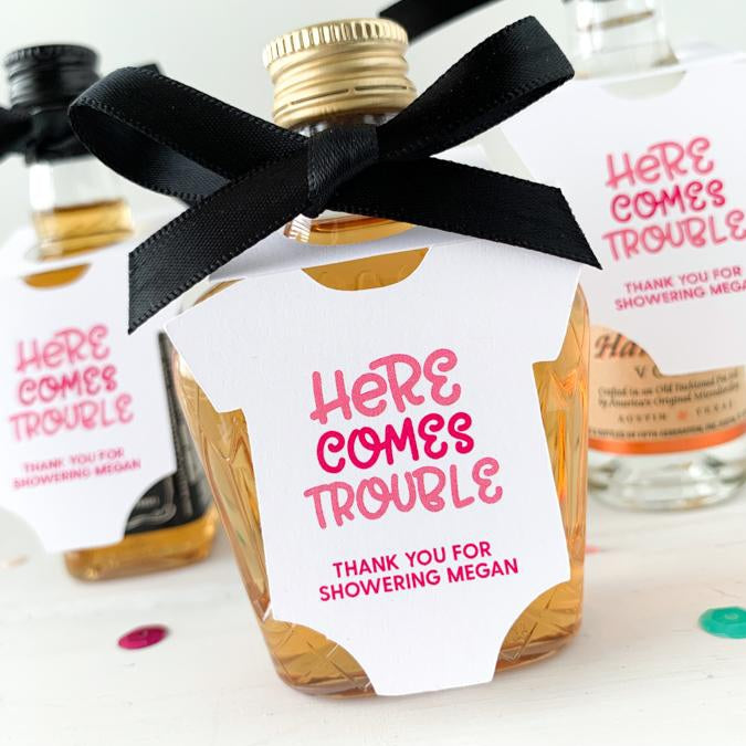 baby shower favors mini liquor tags