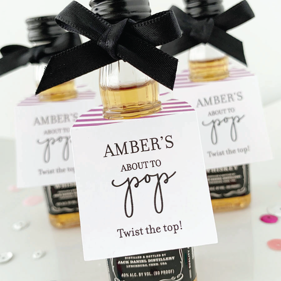 About to Pop Mini Bottle Tags Baby Shower Tags