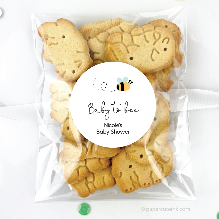 bee baby shower favor labels baby to bee
