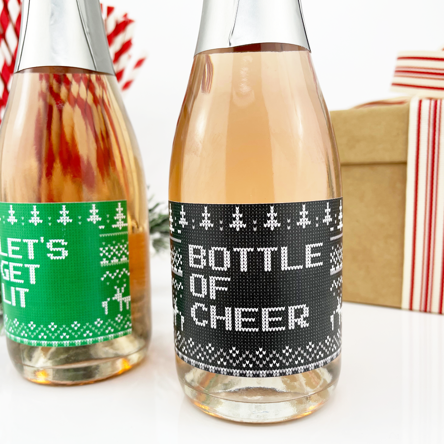 Ugly Sweater Christmas Mini Champagne Labels-mini champagne labels-Paper Cute Ink