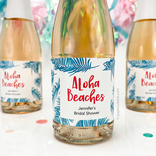bridal shower wine favor labels for mini wine and mini champagne bottles