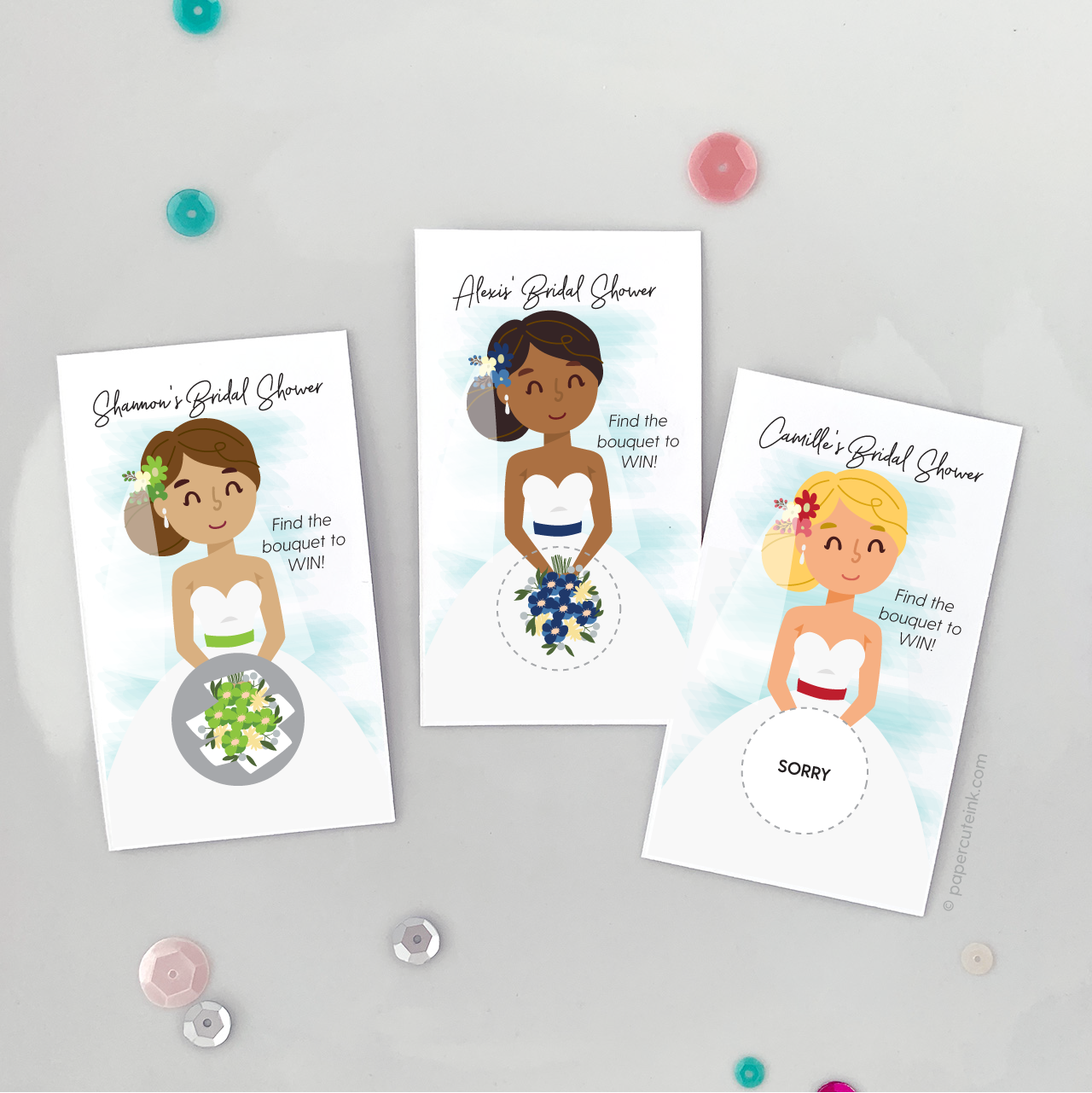 Bridal Shower Scratch Off Game, Find The Bouquet, Set of 12 Paper Cute Ink Bridal Shower Scratch Off Game, Find The Bouquet, Set of 12 Paper Cute Ink