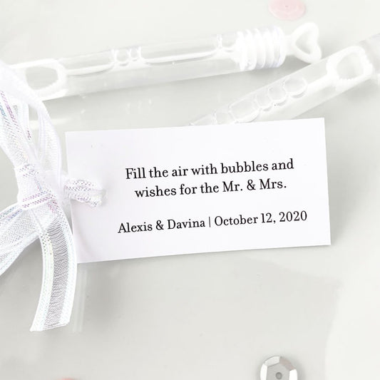fill the air with bubbles and wishes for the mr and mrs bubble wand tags