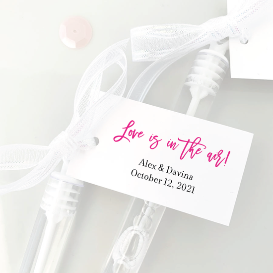 love is in the air bubble wand tags