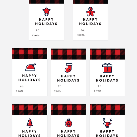Buffalo Check Holiday Gift Wrapping Stickers-holiday gift labels-Paper Cute Ink