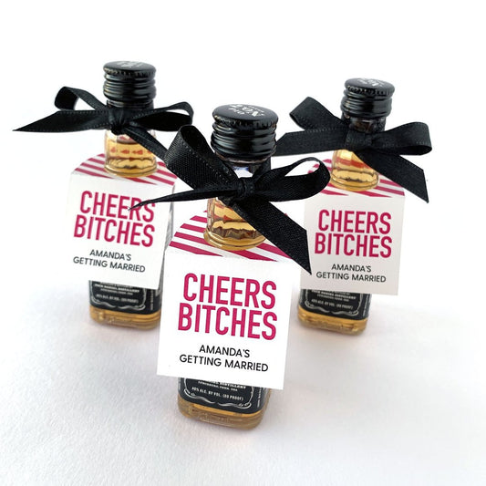 Cheers Bitches Bachelorette Party Mini Liquor Bottle Tags-mini bottle tags-Paper Cute Ink