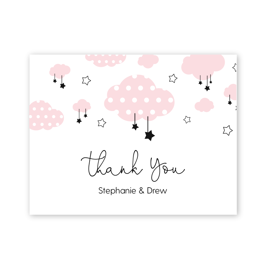 clouds and stars baby shower thank you cards