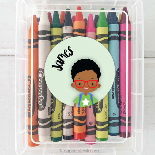 Personalized Childrens Stickers African American-kids stickers-Paper Cute Ink