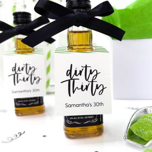 Dirty Thirty 30th Birthday Favors Mini Bottle Tags-mini bottle tags-Paper Cute Ink