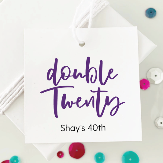 Double Twenty 40th Birthday Favor Tags