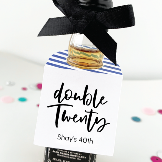 Double Twenty 40th Birthday Favors Mini Bottle Tags