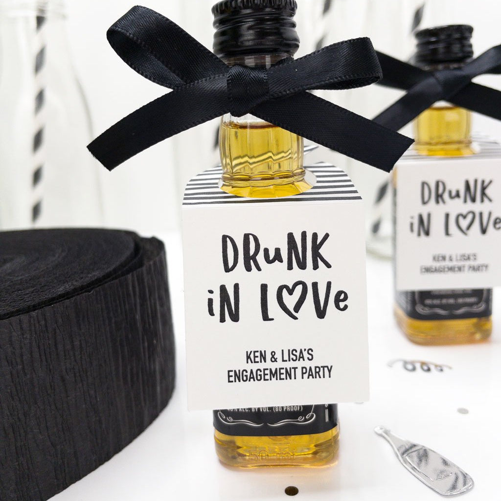 Drunk In Love Engagement Party Favors-mini bottle tags-Paper Cute Ink