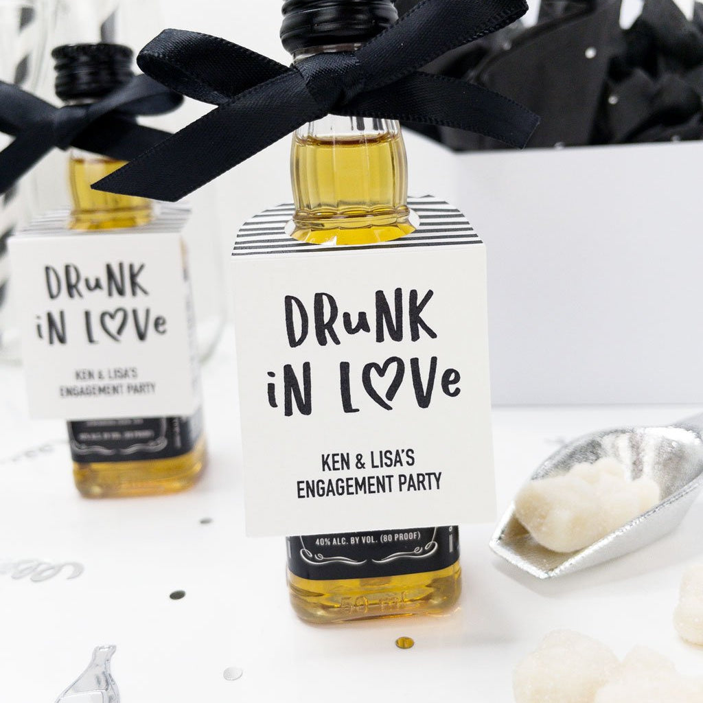 Drunk In Love Engagement Party Favors-mini bottle tags-Paper Cute Ink