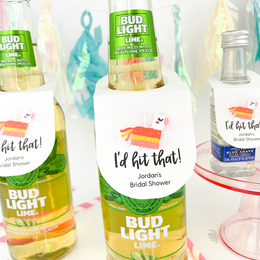pinata drink tags for a bridal shower or bachelorette party