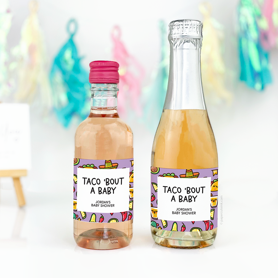 fiesta baby shower mini wine and mini champagne bottle labels
