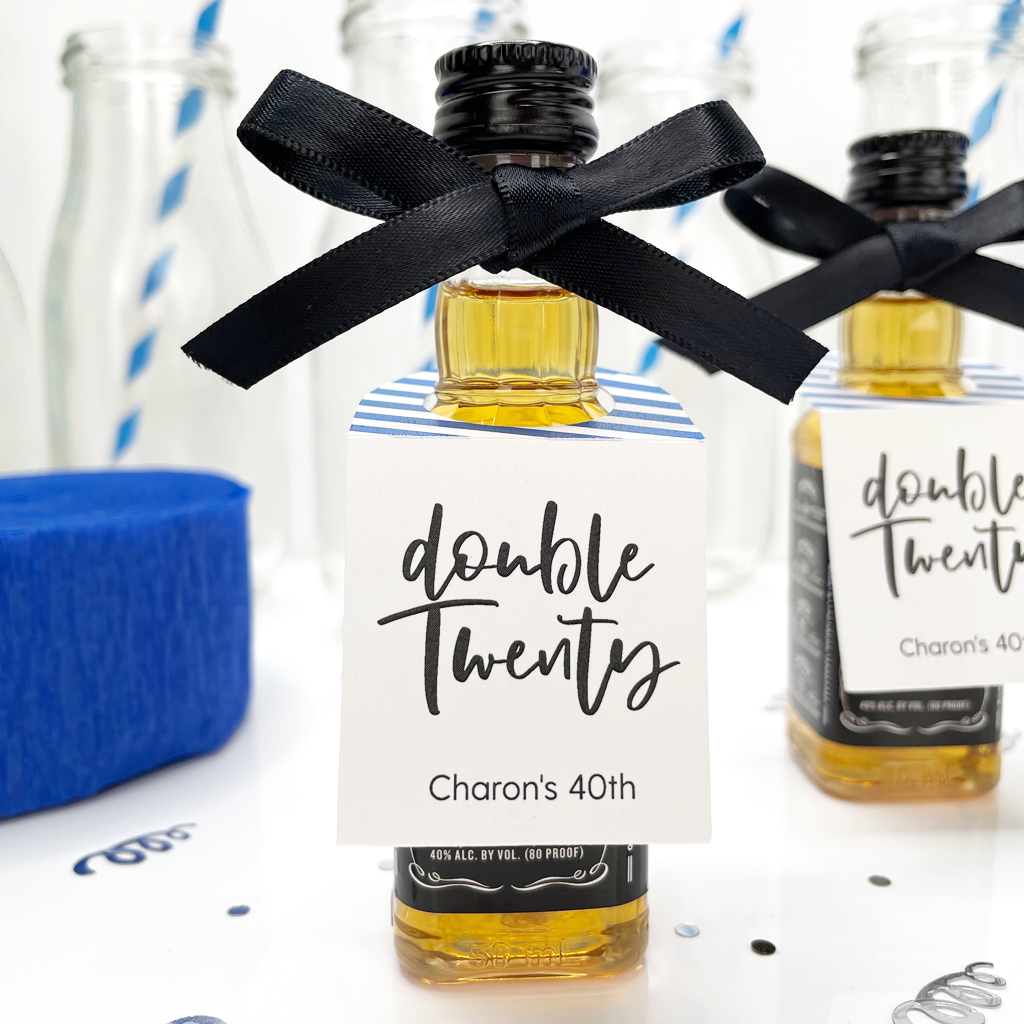 Double Twenty 40th Birthday Favors Mini Bottle Tags-mini bottle tags-Paper Cute Ink