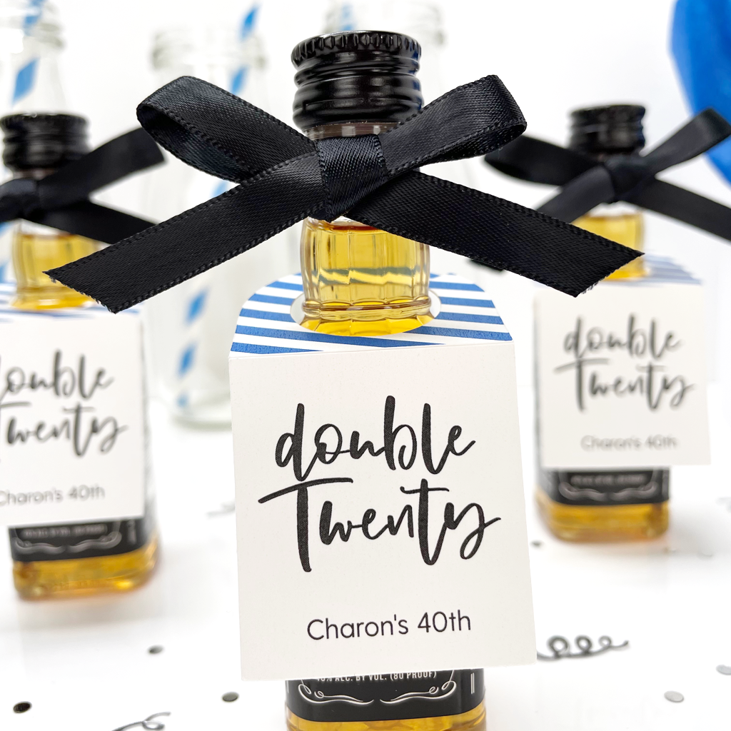 Double Twenty 40th Birthday Favors Mini Bottle Tags-mini bottle tags-Paper Cute Ink