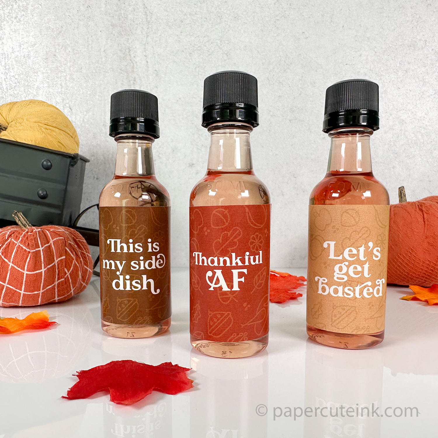 friendsgiving party ideas mini wine bottle labels