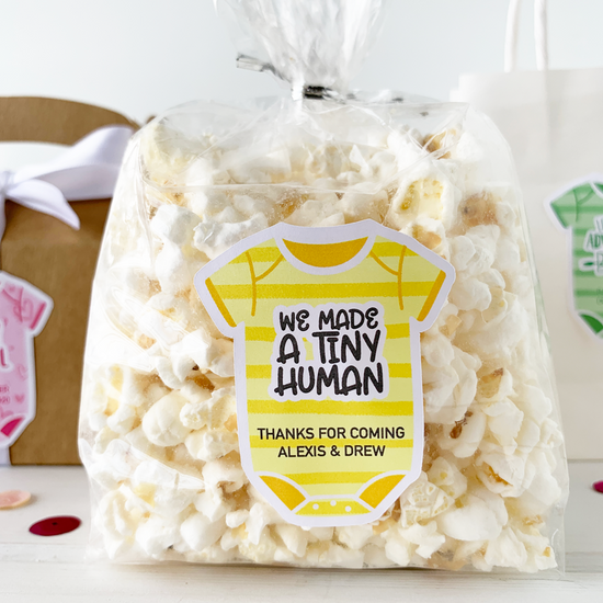 Personalized Couples Baby Shower Stickers-Onesie Stickers-Paper Cute Ink