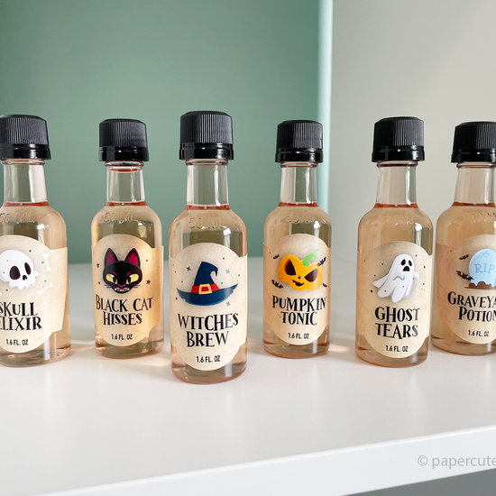 halloween party mini liquor bottle labels