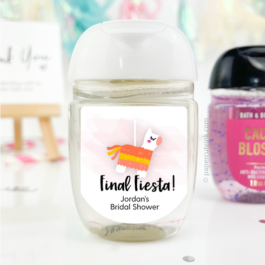 llama fiesta bridal shower favor labels for hand sanitizers favors