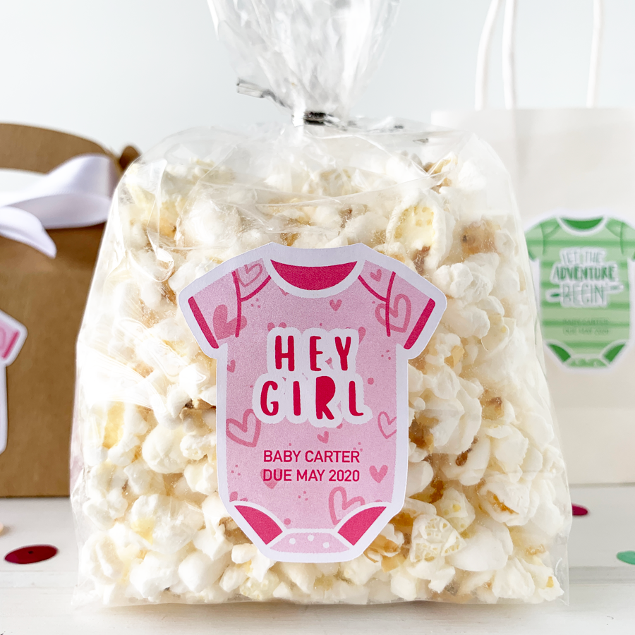 Hey Girl Personalized Baby Shower Labels-Onesie Stickers-Paper Cute Ink