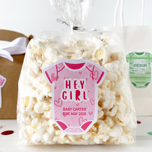 Hey Girl Personalized Baby Shower Labels-Onesie Stickers-Paper Cute Ink