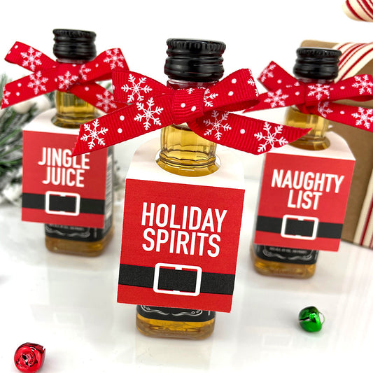 Santa Belt Mini Alcohol Favor Tags