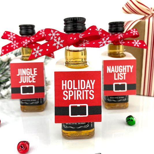 Santa Belt Mini Alcohol Favor Tags