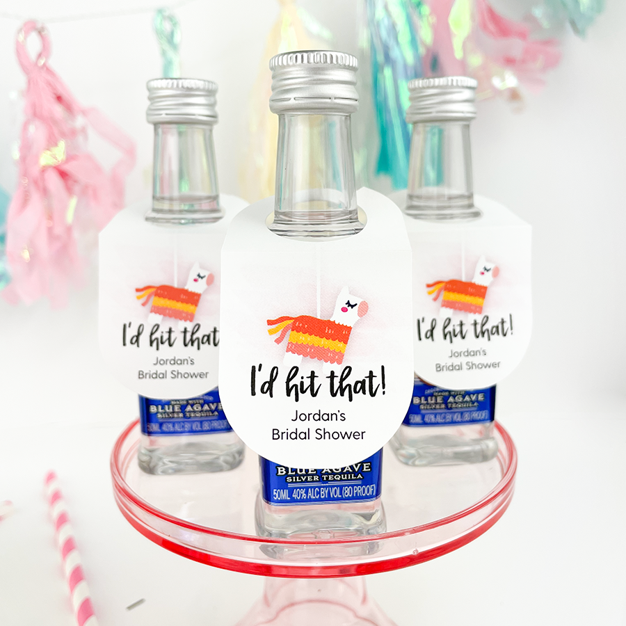 fiesta bridal shower favors mini bottle tags