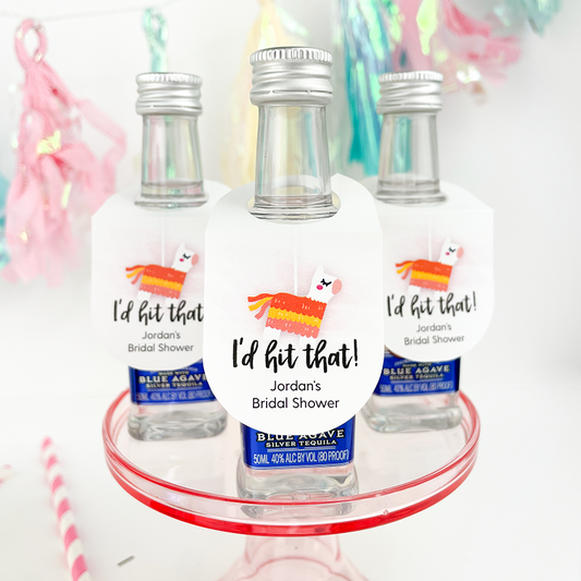 fiesta bridal shower favors mini bottle tags