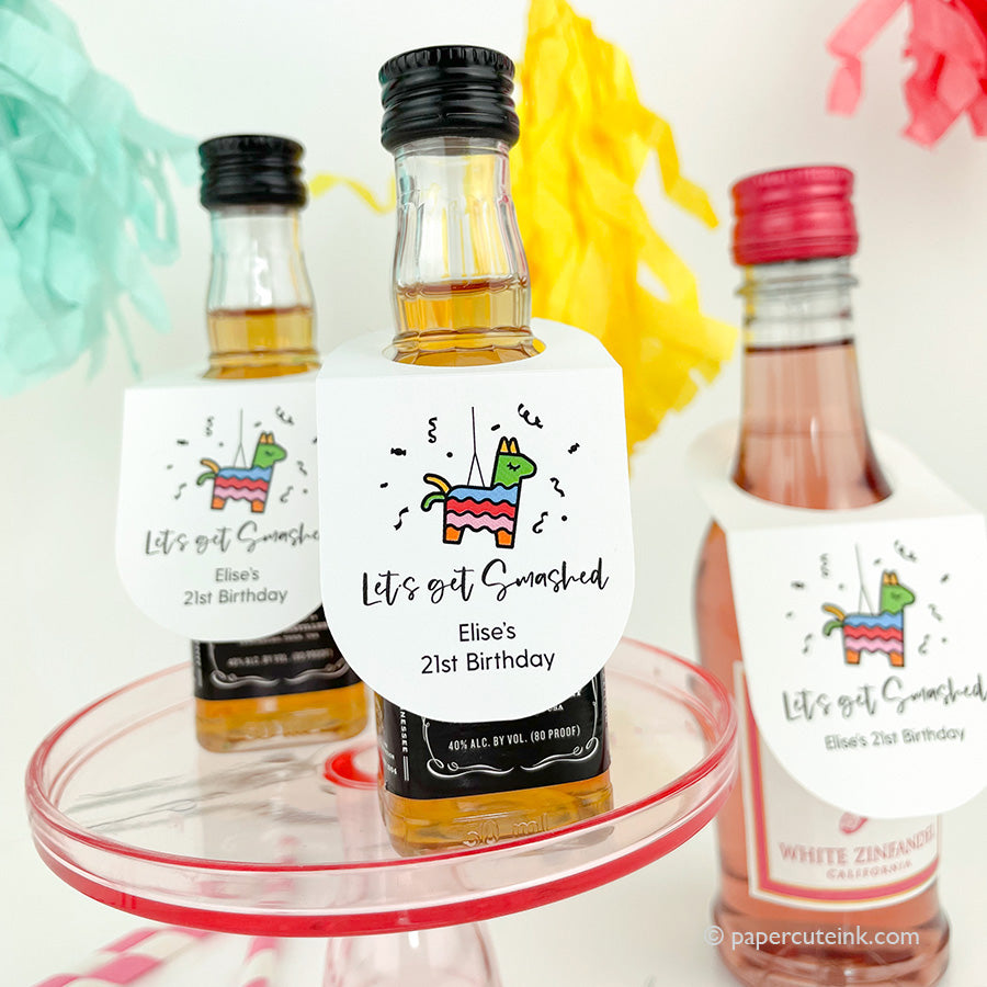 let's get smashed 21st birthday party favor tags
