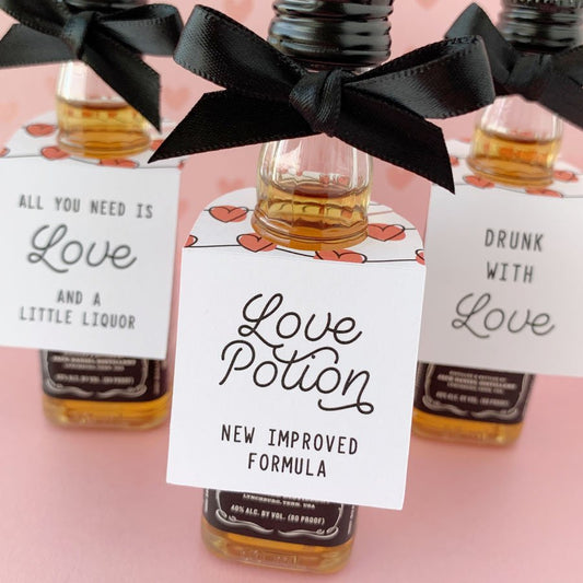 Fun Valentines Day Party Mini Liquor Tags-instant download-Paper Cute Ink