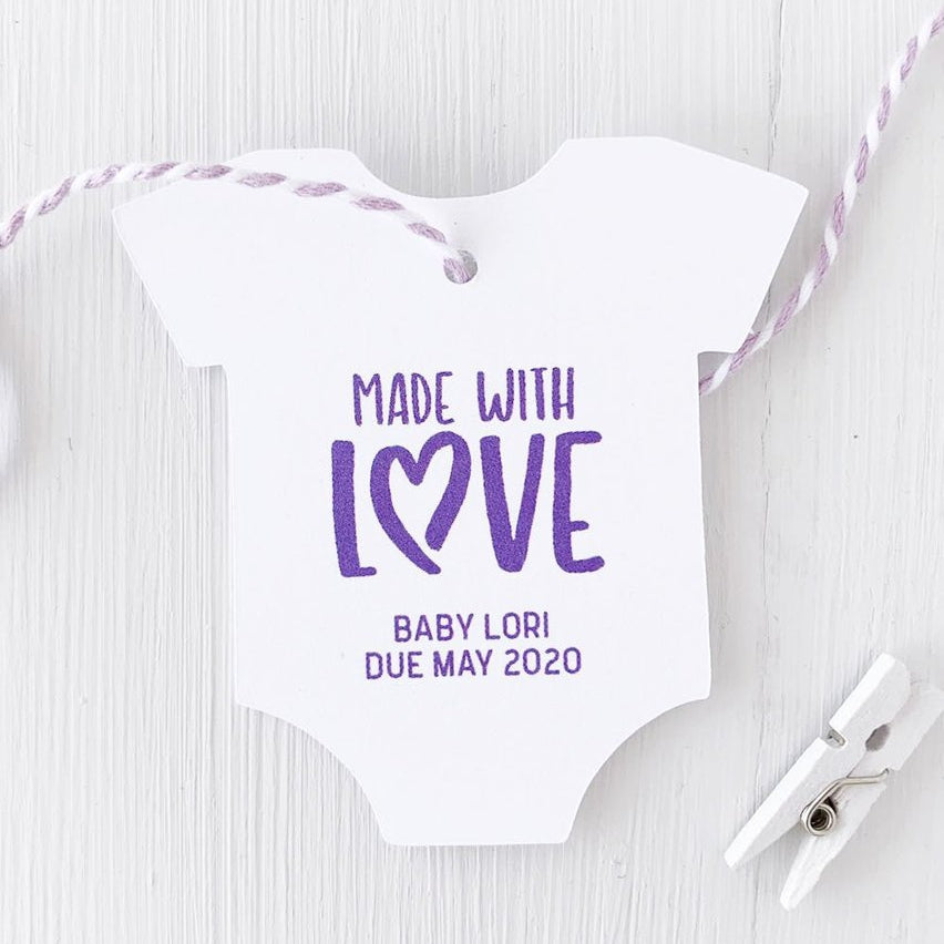 Made With Love Baby Shower Gift Tags-onesie tags-Paper Cute Ink