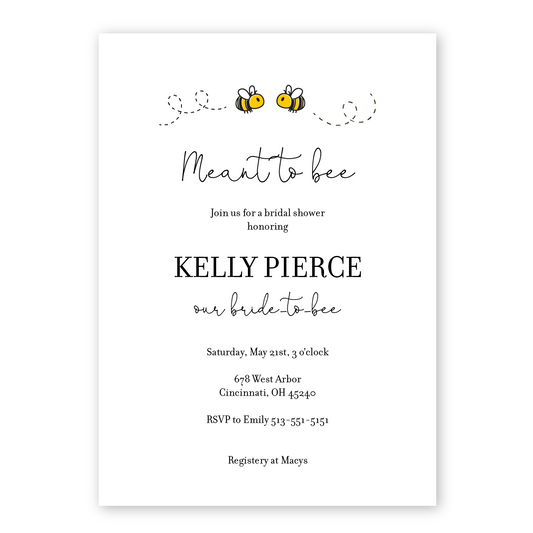 Meant To Bee Bridal Shower Invitation