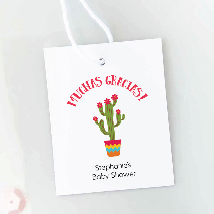 Muchas Gracias Cactus Baby Shower Favor Tags – Paper Cute Ink
