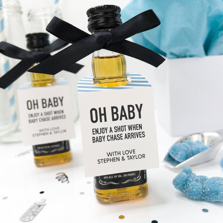 Oh Baby Enjoy A Shot Baby Shower Favors-mini bottle tags-Paper Cute Ink