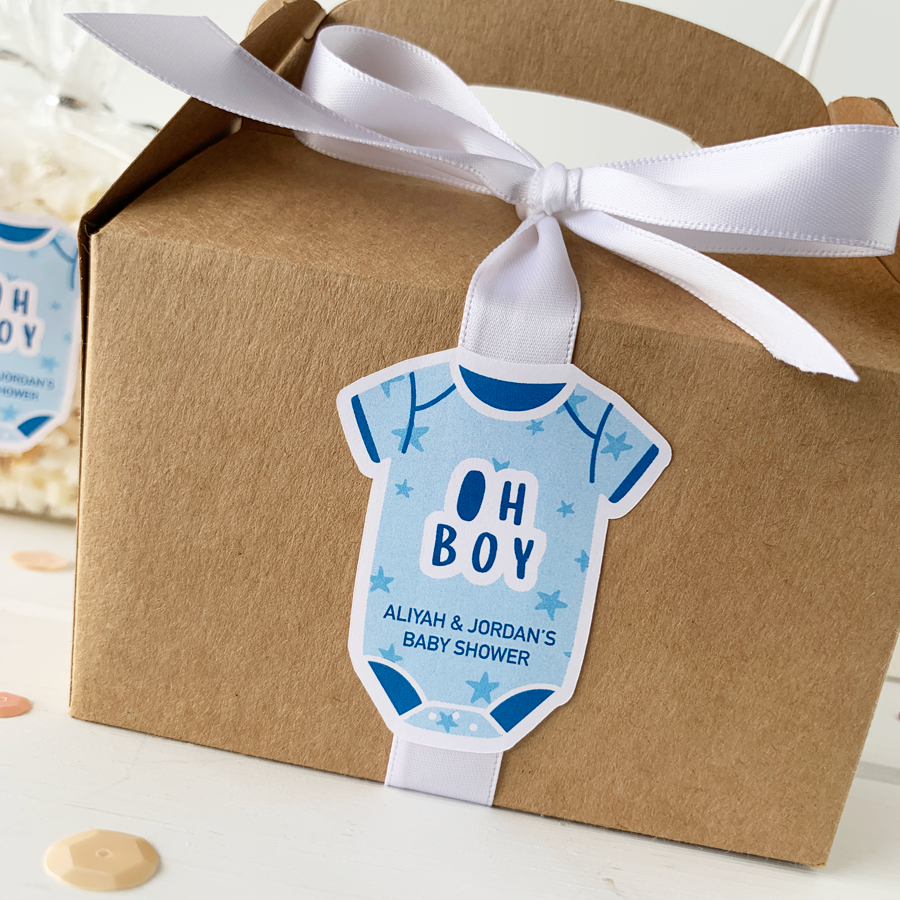 Oh Boy Personalized Baby Shower Labels-Onesie Stickers-Paper Cute Ink