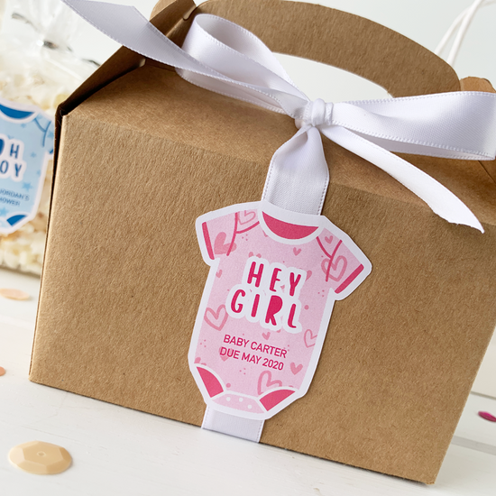 Hey Girl Personalized Baby Shower Labels-Onesie Stickers-Paper Cute Ink