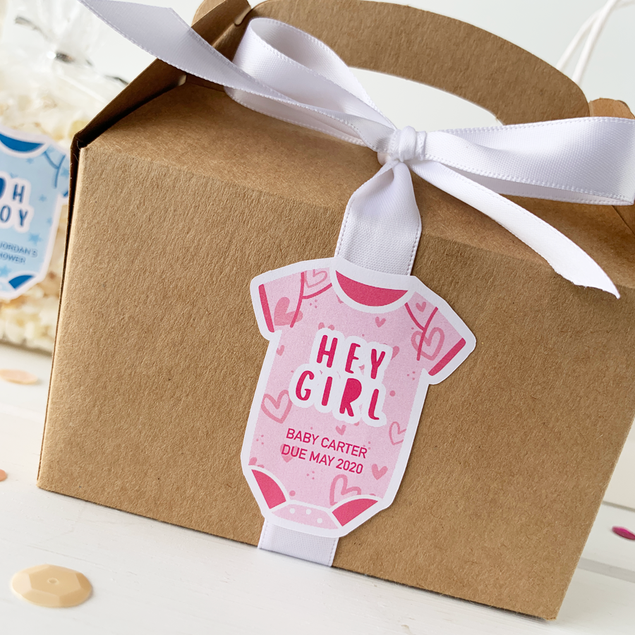 Hey Girl Personalized Baby Shower Labels-Onesie Stickers-Paper Cute Ink