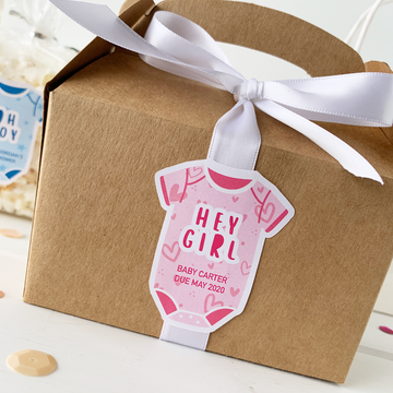 Hey Girl Personalized Baby Shower Labels-Onesie Stickers-Paper Cute Ink