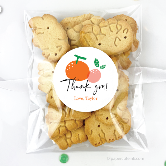 cutie orange thank you stickers