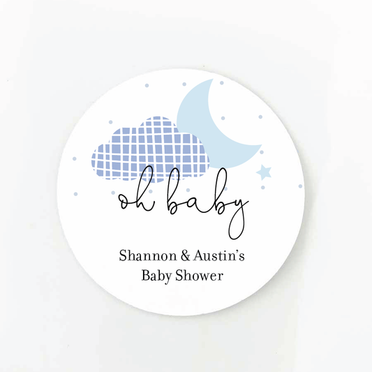 We're Over The Moon Baby Shower Favor Labels